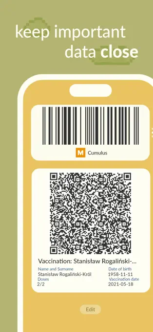 Official Pass4Wallet App Store screenshot showing stored barcodes